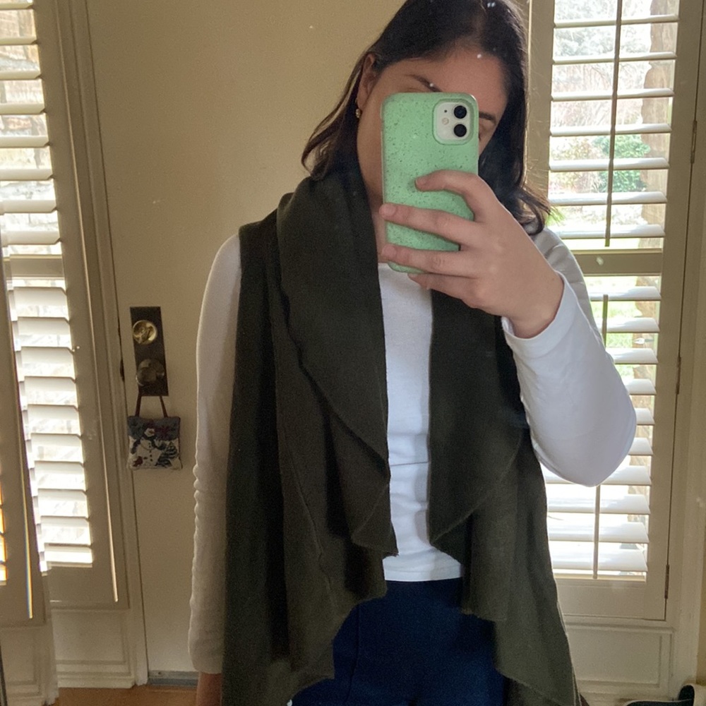 Anthropologie olive green layering vest